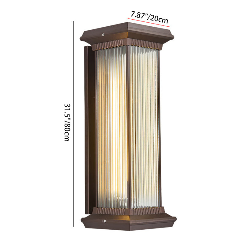 Applique Murale Extérieure Moderne Minimaliste Étanche Rectangle en Aluminium Verre 1/2 Lumière Pour Jardin 