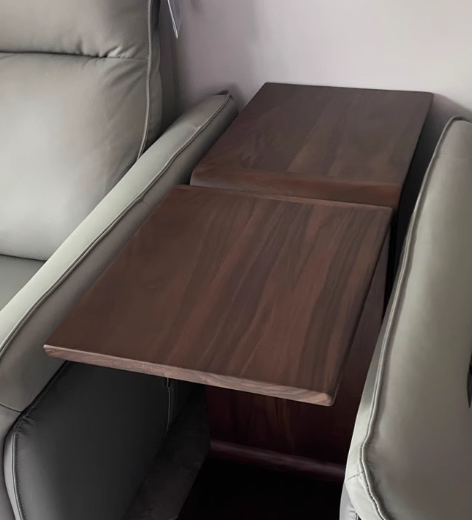 Mesa Auxiliar Cuadrada Rectangular Nórdica Contemporánea en Forma de C de Madera de Nogal para Sala de Estar 