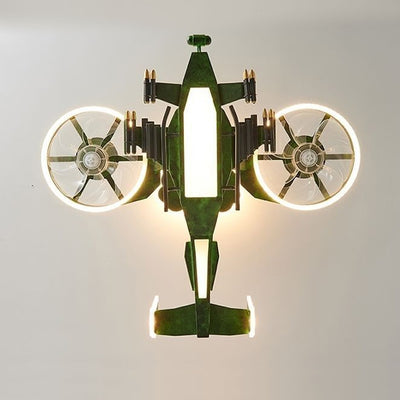 Contemporary Creative Kids Airplane Acrylic LED Flush Mount Ceiling Fan Light For Bedroom