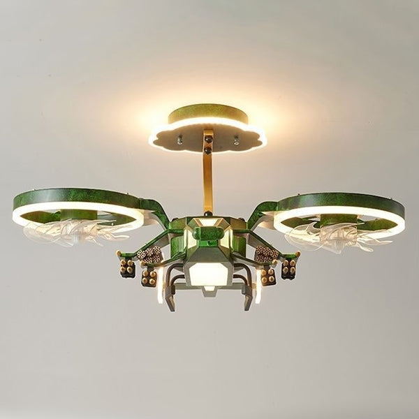 Contemporary Creative Kids Airplane Acrylic LED Flush Mount Ceiling Fan Light For Bedroom