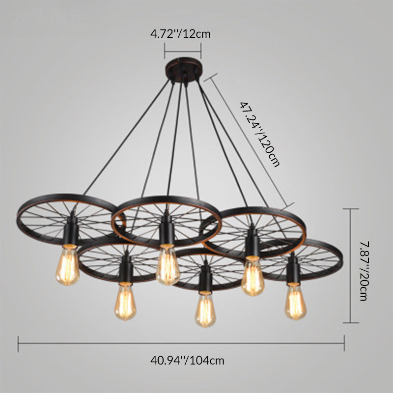 Industrial Creative Personality Wrought Iron Wheels 1/3/6-Light Chandelier