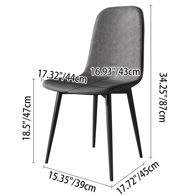 Chaise de salle à manger contemporaine en acier au carbone avec revêtement en similicuir incurvé pour salon 