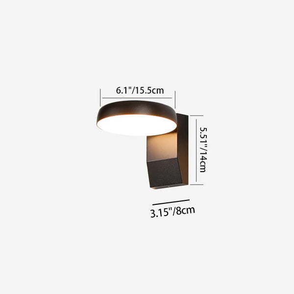 Modern Minimalist Waterproof Motion Sensor Rotatable Aluminum PC Square Round LED Wall Sconce Lamp For Outdoor Patio