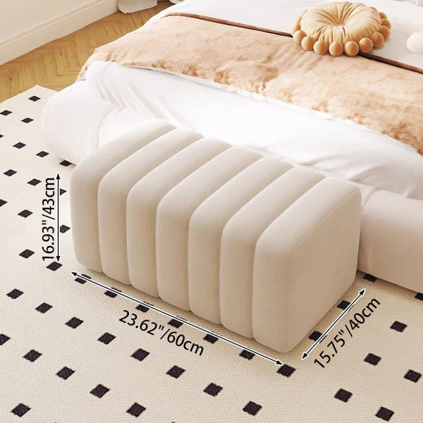 Banc rectangulaire contemporain en bois et velours nordique pour entrée, chambre, salon 