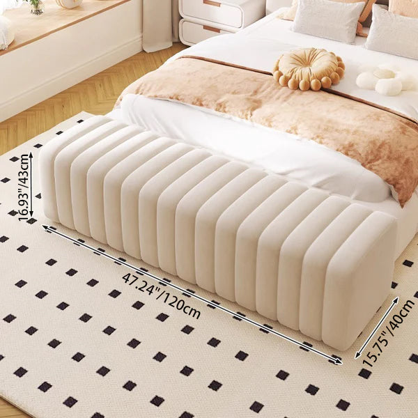 Banc rectangulaire contemporain en bois et velours nordique pour entrée, chambre, salon 