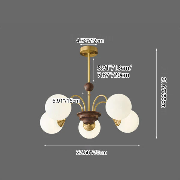 Modern Luxury Glass Copper Round 5/6/8 Light Chandelier For Living Room