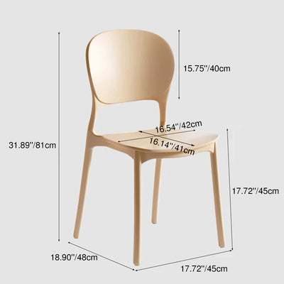 Silla de comedor moderna minimalista cuadrada de plástico PP con respaldo para comedor 