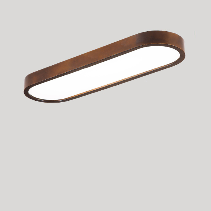 Moderne minimalistische Deckenleuchte aus Gummibaumholz und Acryl mit ovalem LED-Aufbau für Schlafzimmer und Wohnzimmer 