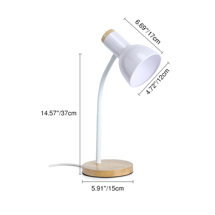 Lampe de table 1 lumière moderne minimaliste avec base en bois et fer, bras ajustable pliable pour chambre à coucher 