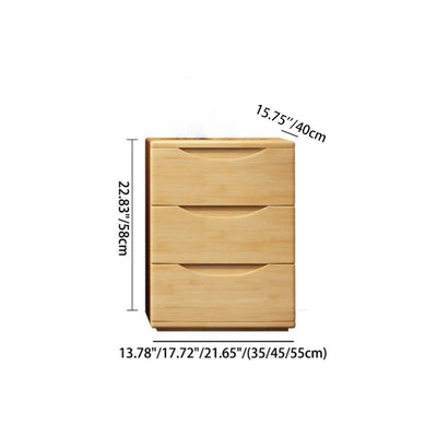 Traditioanl Japanese Rectangular Cubic Rubber Wood Metal Nightstand 2/3 Drawers For Bedside