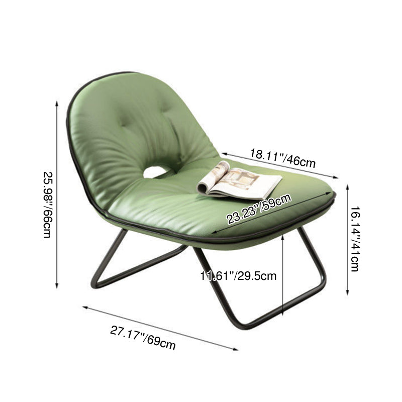 Contemporary Nordic Curved Leather Upholstered Portable Folding Accent Chair Backrest For Living Room