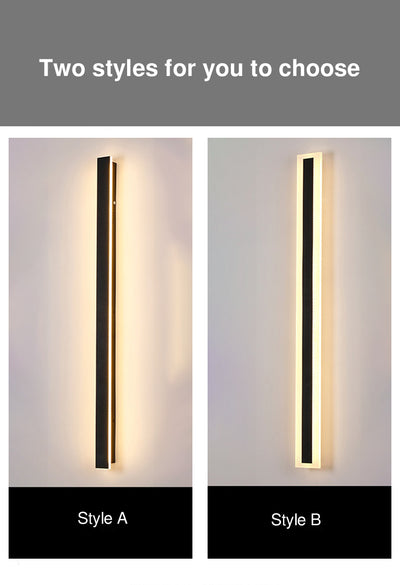 Applique murale LED en aluminium acrylique rectangulaire longue et minimaliste moderne pour jardin 