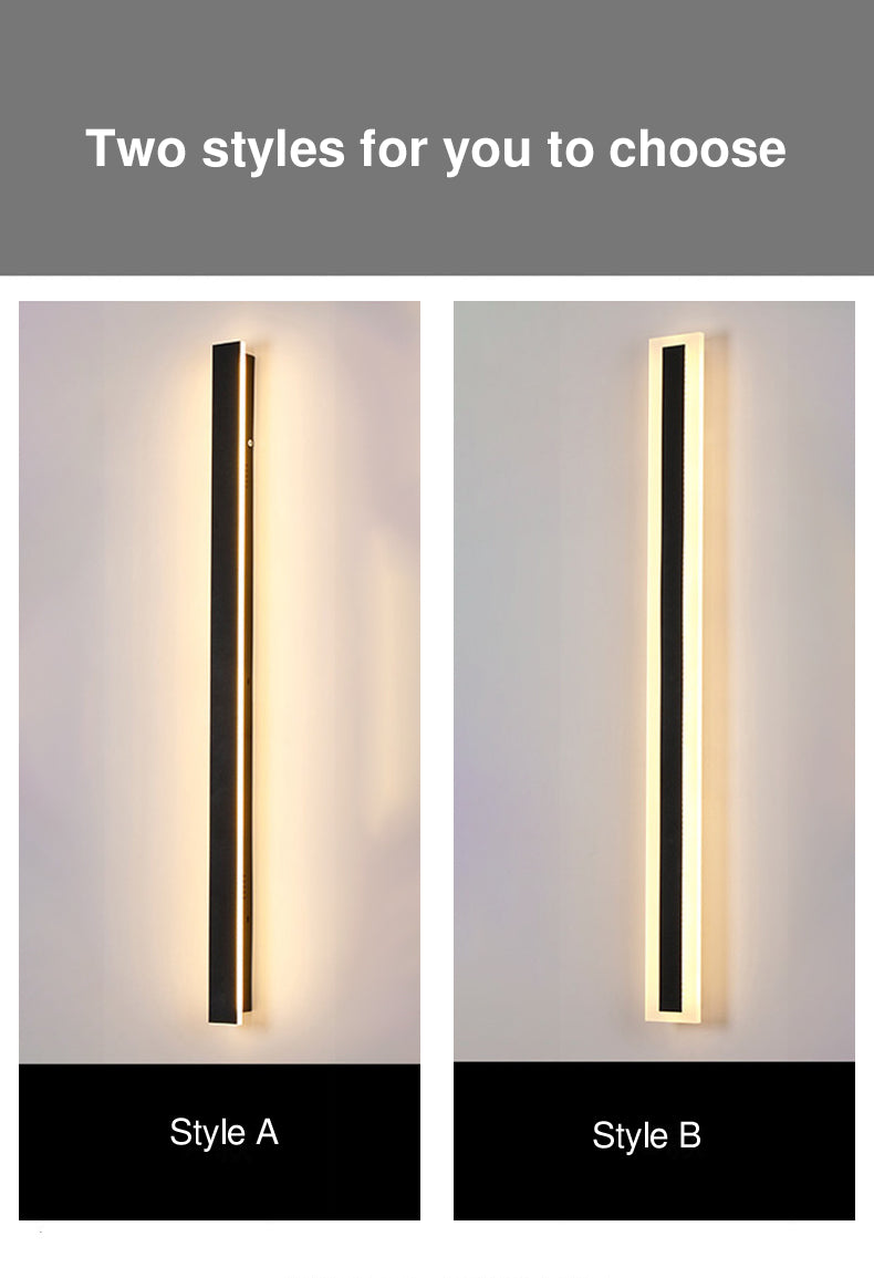 Applique murale LED en aluminium acrylique rectangulaire longue et minimaliste moderne pour jardin 