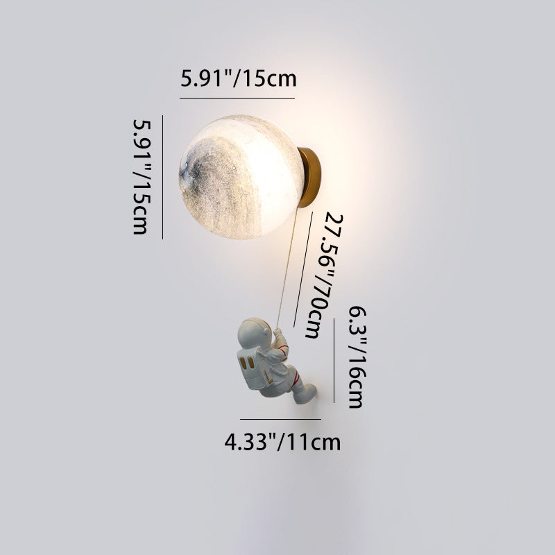 Modern Minimalist Spherical Round Resin Glass 1-Light Wall Scone Lamp For Bedroom