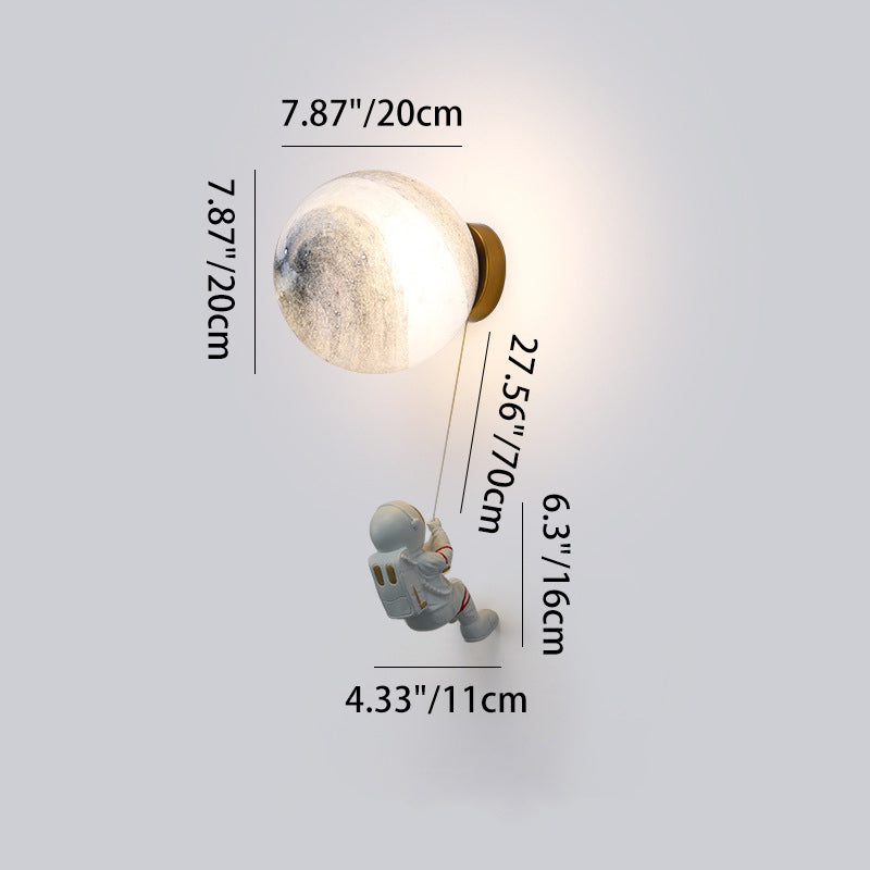 Modern Minimalist Spherical Round Resin Glass 1-Light Wall Scone Lamp For Bedroom