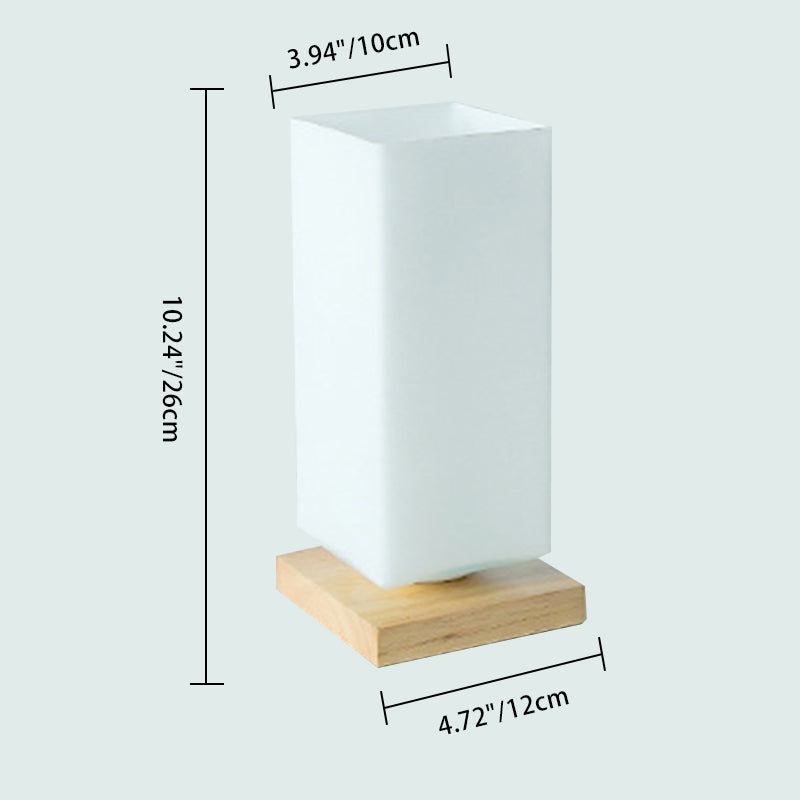Modern Minimalist Cylindrical Square Wooden Glass LED Table Lamp For Bedroom