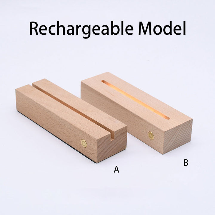 Lampe de table LED rectangulaire ovale ronde en bois massif rechargeable créative contemporaine veilleuse pour chambre 