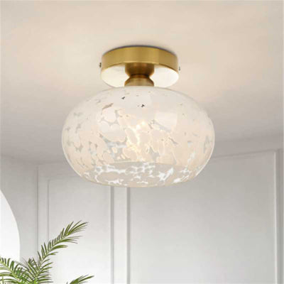Contemporary Nordic Dome Semicircle Glass Copper 1 - Light Semi-Flush Mount Ceiling Light For Living Room