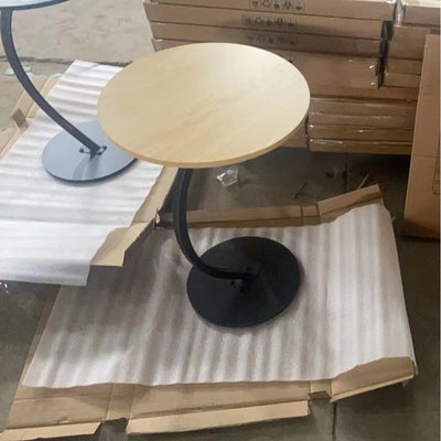 Contemporary Creative Engineered Wood Carbon Steel Round Curved End Table 1-Tier For Living Room