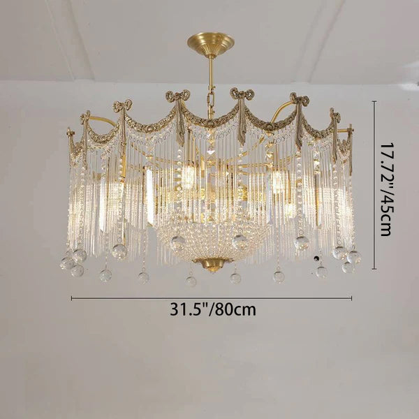 Traditional French Brass Crystal Bow Tie Tassel 4/6/8 Light Chandeliers For Living Room