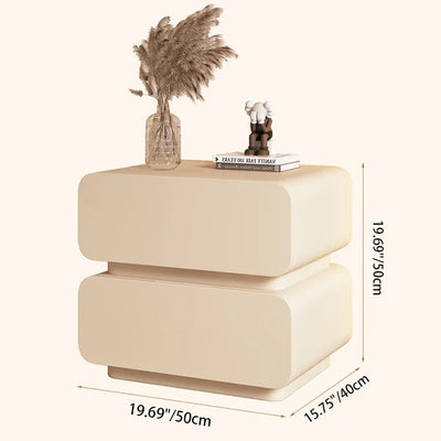 Table de chevet moderne minimaliste rectangulaire en bois massif et métal à 2 tiroirs pour chambre 