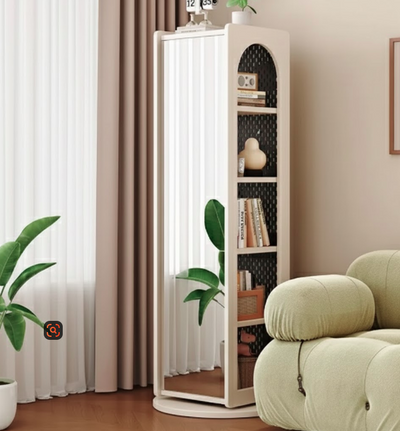 Traditional Vintage Rectangular Pine Wood Solid Wood Carbon Steel Rotatable Multifunctional Bookshelf 5-Tier For Living Room