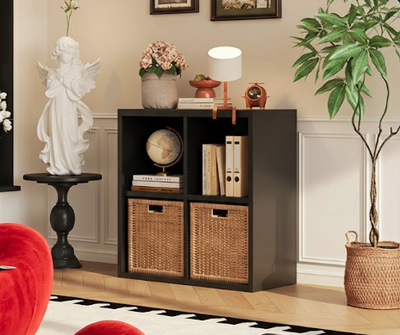Contemporary Scandinavian Square Steel Modular Bookshelf 4/6-Cabinet For Living Room