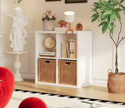 Contemporary Scandinavian Square Steel Modular Bookshelf 4/6-Cabinet For Living Room