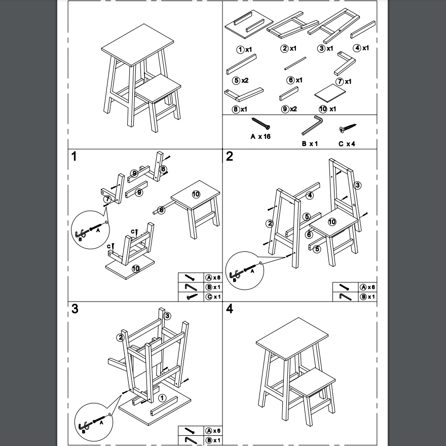 Moderner minimalistischer faltbarer quadratischer Trapez-Schemel aus Massivholz für das Wohnzimmer 