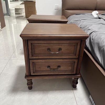 Modern Minimalist Rectangular Solid Wood Nightstand 2-Drawer For Bedroom