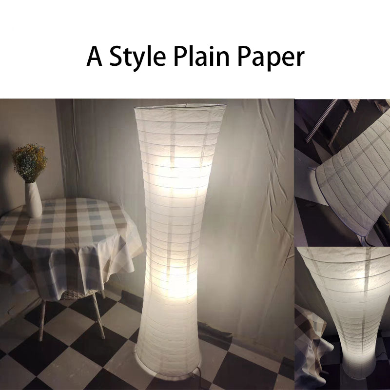 Lámpara de pie contemporánea nórdica de papel con columna cúbica de 2 luces para dormitorio 