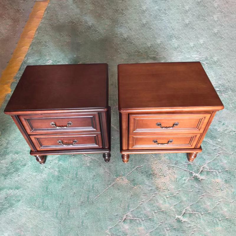 Modern Minimalist Rectangular Solid Wood Nightstand 2-Drawer For Bedroom