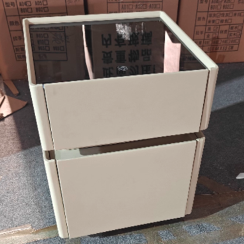 Modern Minimalist Rectangular Glass Microfiber Leather Solid Wood Nightstand 3-Drawer For Bedroom