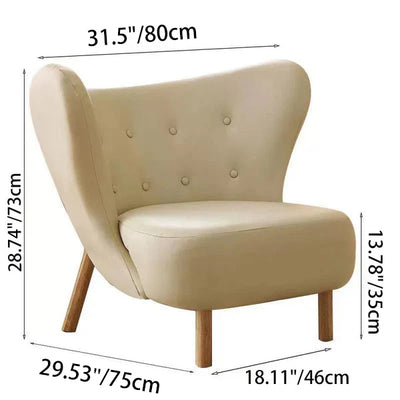 Contemporary Nordic Lambswool Corduroy Plush Wood Curved Accent Chair Backrest Footrest For Living Room