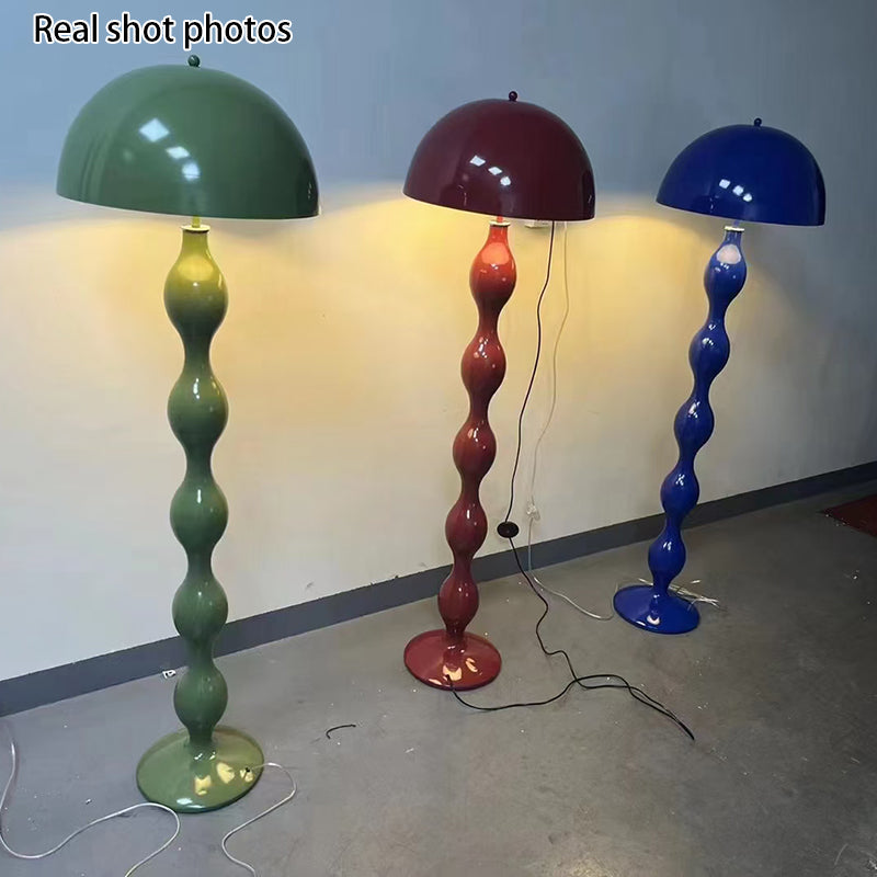 Contemporary Scandinavian Cream Mushroom Semi-circle Iron 1-Light Standing Floor Lamp For Living Room
