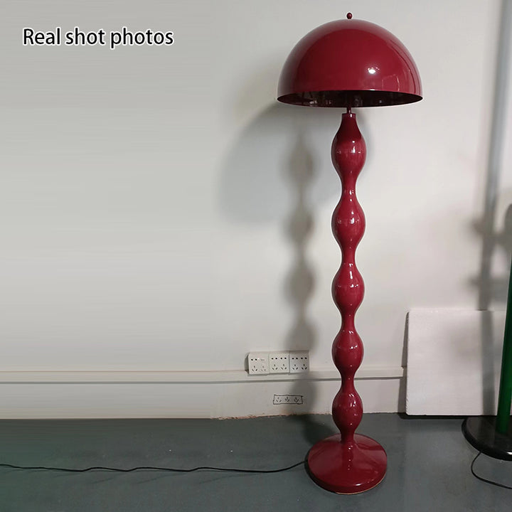 Contemporary Scandinavian Cream Mushroom Semi-circle Iron 1-Light Standing Floor Lamp For Living Room