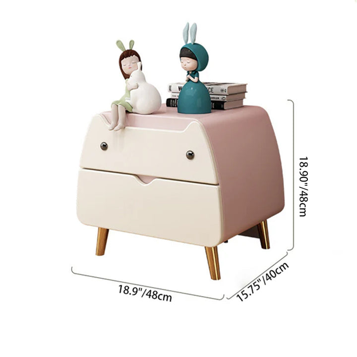 Table de nuit en bois massif et acier au carbone avec cuir microfibre pour chambre d&