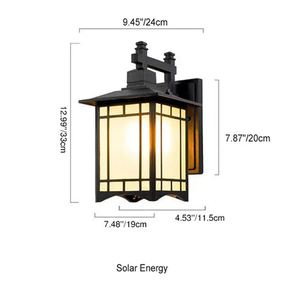 Lampe murale 1 lumière en forme de pavillon chinois en aluminium solaire étanche moderne 