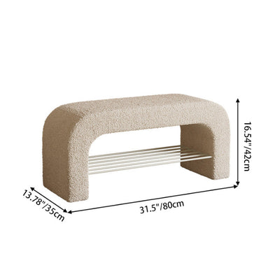 モダンミニマリスト長方形ラムウールPUレザーアイアンストレージベンチ1棚エントランス用 