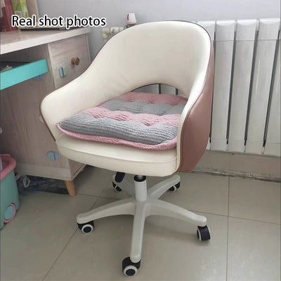 Modern Minimalist PU Leather, Metal & Nylon C-Curve Backrest Desk Chair With Armrest, Swivel & Adjustable Height For Home Office