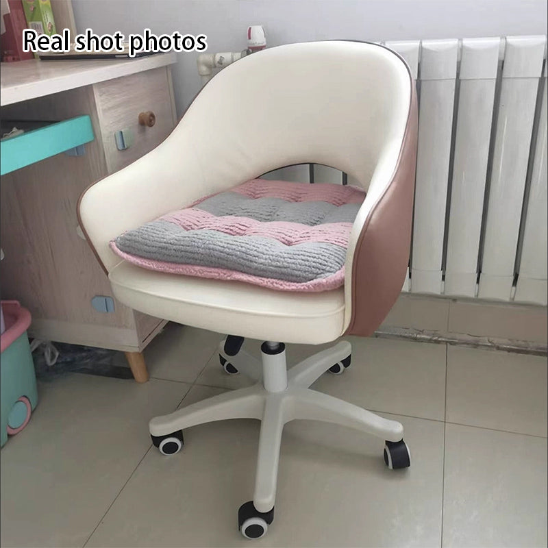 Modern Minimalist PU Leather, Metal & Nylon C-Curve Backrest Desk Chair With Armrest, Swivel & Adjustable Height For Home Office