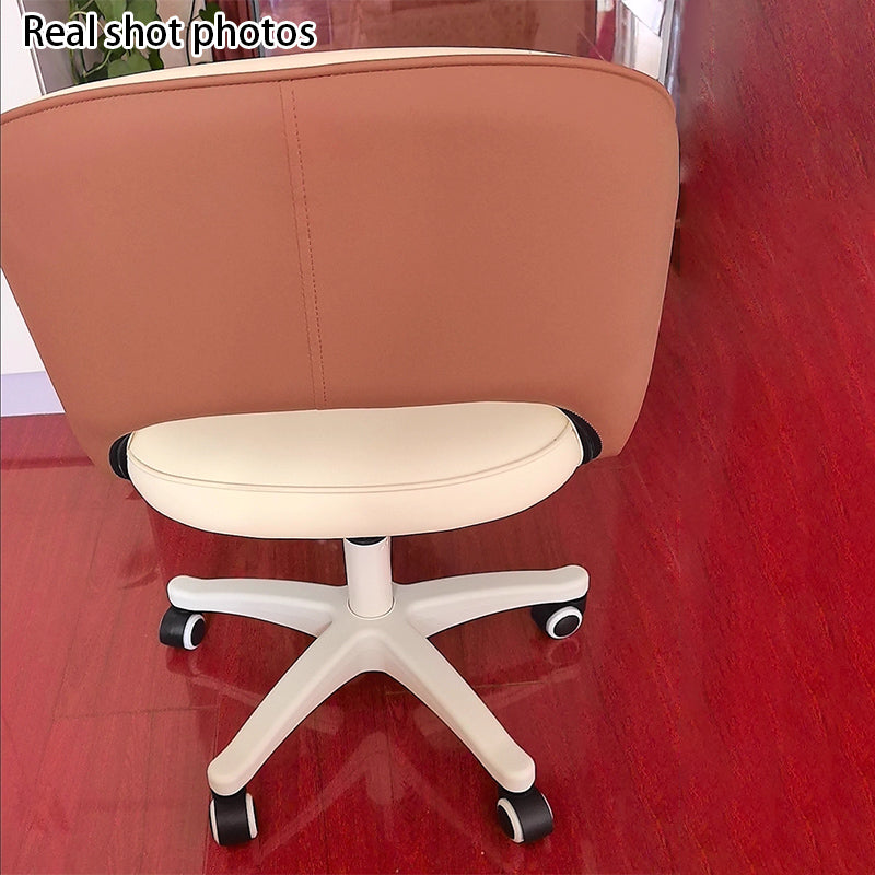 Modern Minimalist PU Leather, Metal & Nylon C-Curve Backrest Desk Chair With Armrest, Swivel & Adjustable Height For Home Office