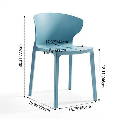 Chaise de salle à manger empilable avec dossier ergonomique en plastique PP scandinave contemporain, design en velours carré 