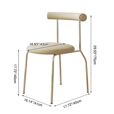 Zeitgenössischer skandinavischer Leder-Metall-Schwamm-Rundbogen-Esszimmerstuhl mit Rückenlehne für das Esszimmer 