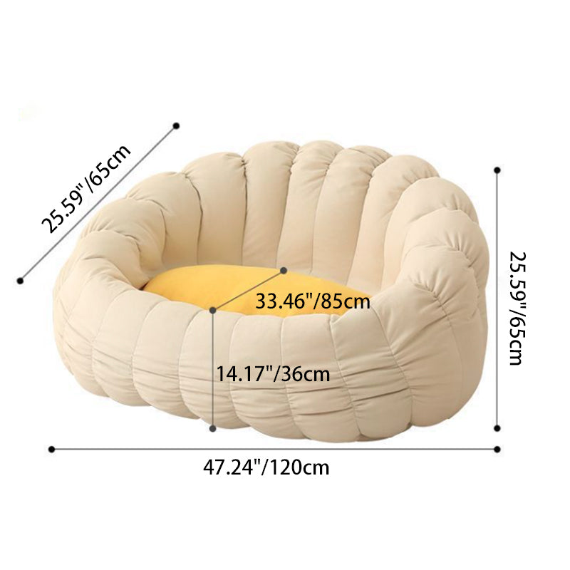 Pouf Rond en Polaire Flocon de Neige Nordique Contemporain avec Fleur EPS pour Chambre 