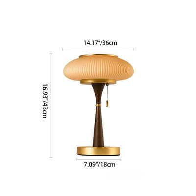 モダンミッドセンチュリー地球鉄ガラス無垢材1灯テーブルランプ寝室用 