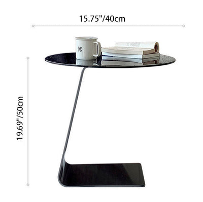 Moderner minimalistischer runder C-förmiger Glastisch aus Kohlenstoffstahl für das Wohnzimmer 