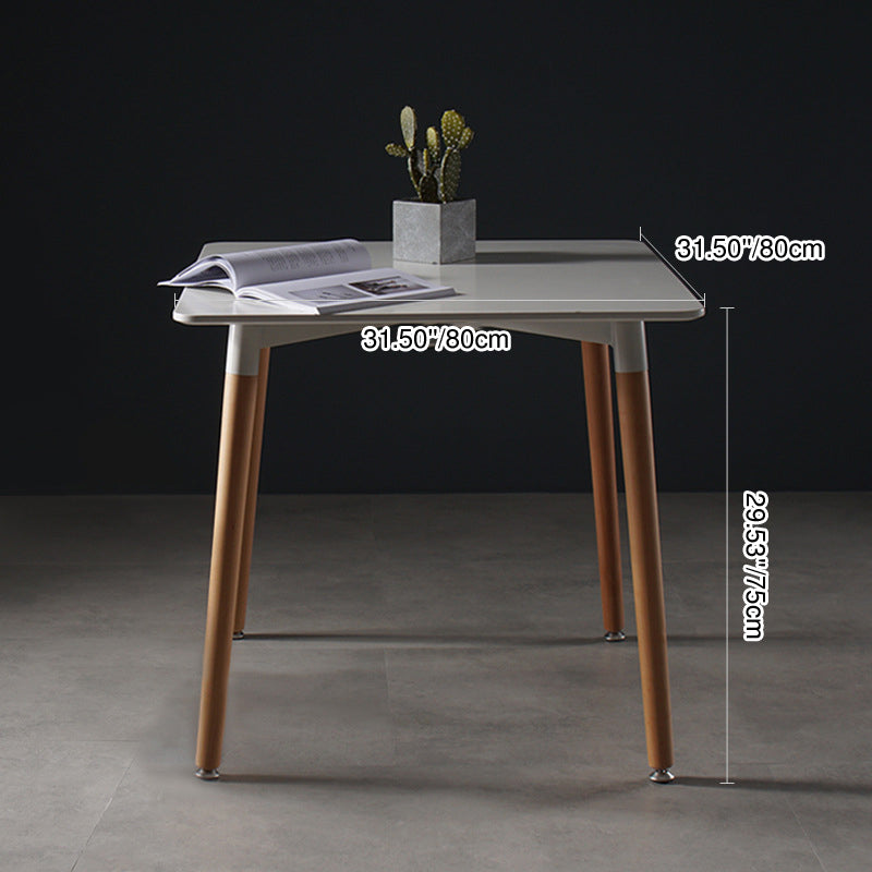 Modern Minimalist Square MDF Beech Wood Dining Table For 4 Seats - For Small Space