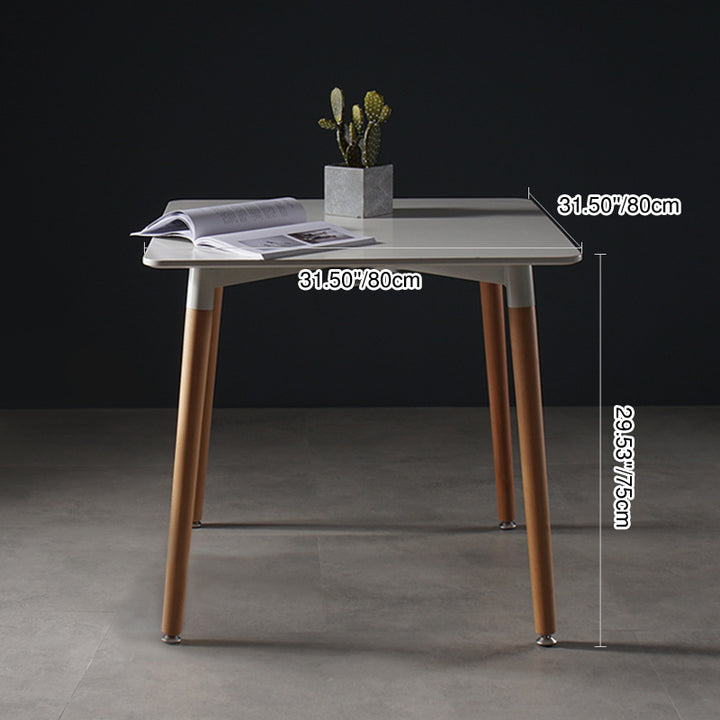 Modern Minimalist Square MDF Beech Wood Dining Table For 4 Seats - For Small Space