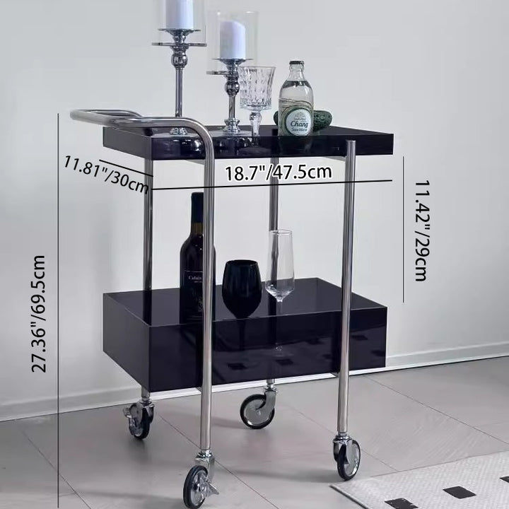 Modern Minimalist Acrylic Metal Rectangular Side Table 2-Tier For Living Room And Bedroom